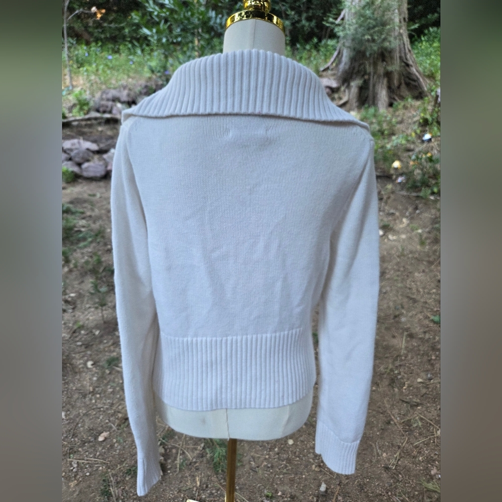 Abercrombie & Fitch Womens White Collared Zip Up Sweater - Picture 5 of 7
